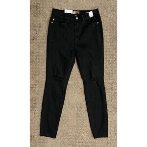 Judy Blue Jeans Womens 11/30 Black Raw Hem Skinny Fit Stretch Denim High Rise